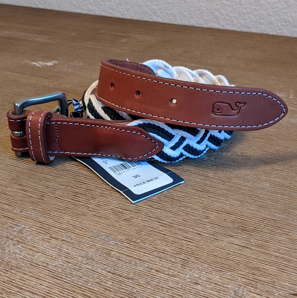 NWT Vineyard Vines Rope Belt Navy & White